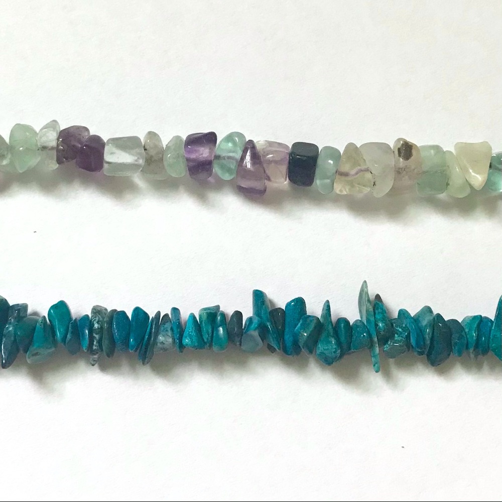 *TWO* Stone gem chip necklaces